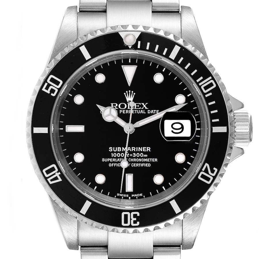 Rolex Submariner Black Dial Stainless Steel Mens Watch 16610 Box Papers SwissWatchExpo