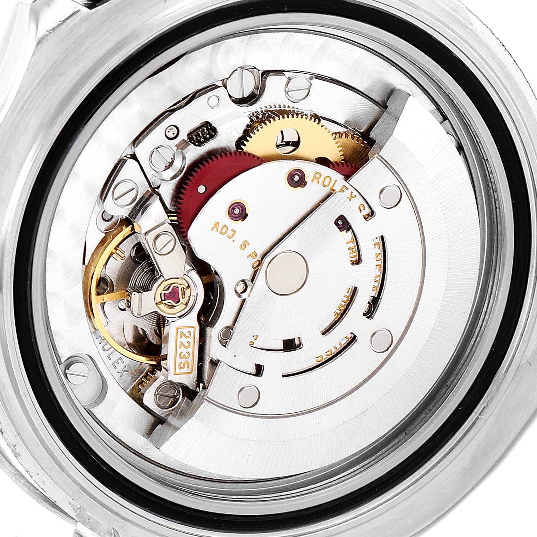 The image shows the internal mechanism of a Rolex Yacht-Master 168622 Men's Stainless Steel Silver Dial 168622 Men's Stainless Steel Silver Dial watch, viewed from the back.