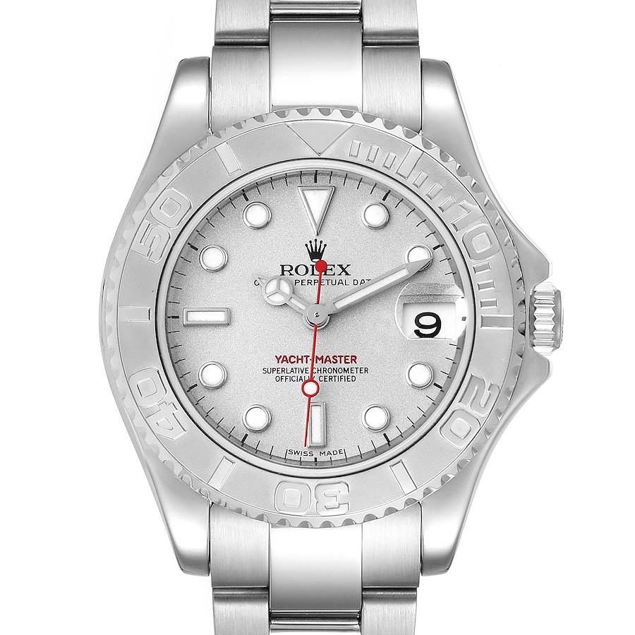 Rolex Yachtmaster 35mm Midsize Steel Platinum Mens Watch 168622 SwissWatchExpo