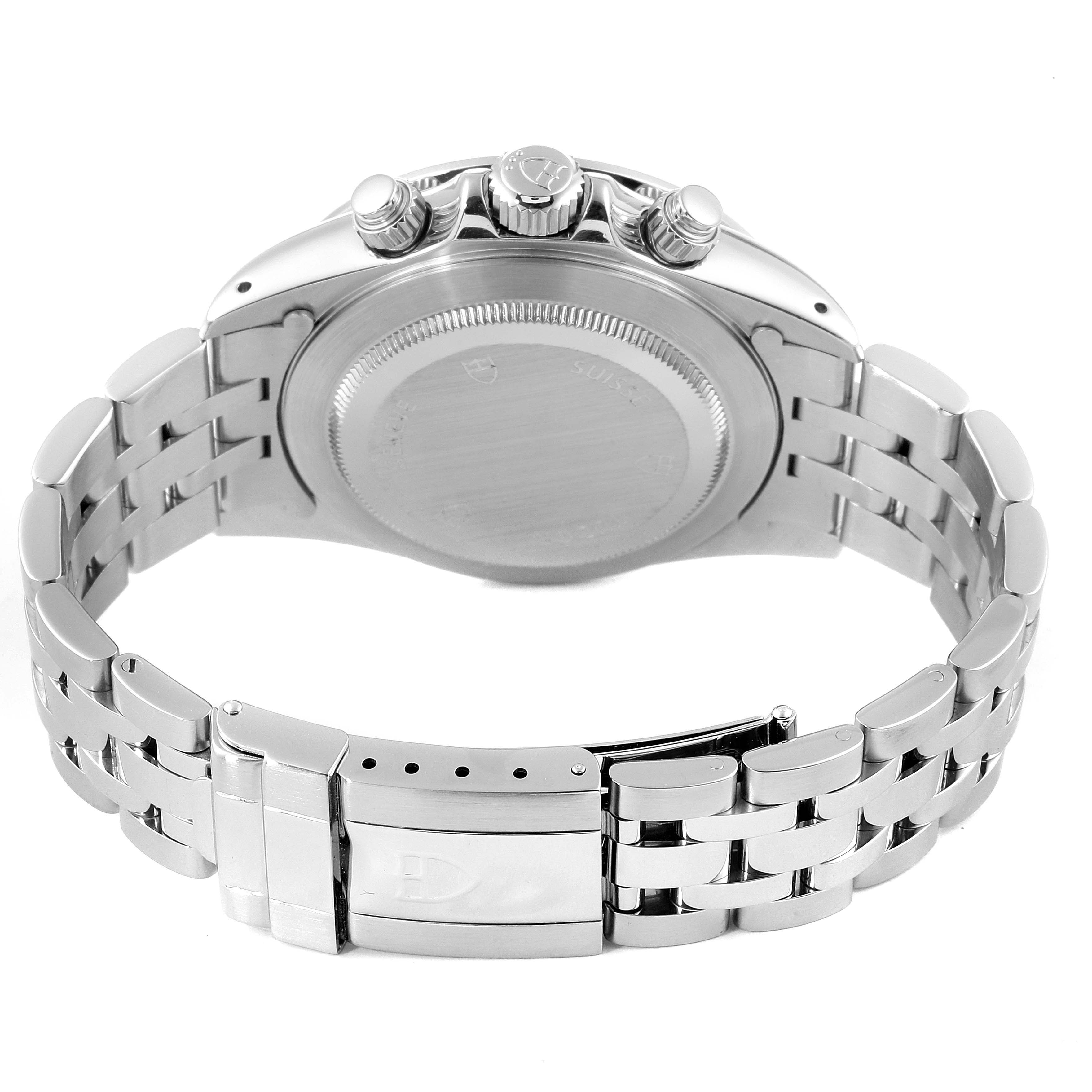 The image shows the back case and bracelet of a Tudor Prince 79280 Men
s Stainless Steel Silver Dial 79280 Men
s Stainless Steel Silver Dial model watch from a rear angle.