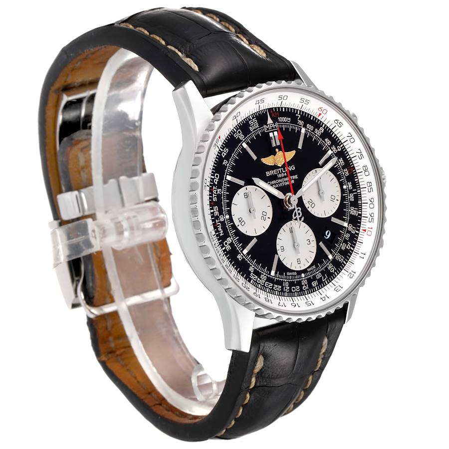 Breitling Navitimer 01 Black Strap Automatic Steel Mens Watch