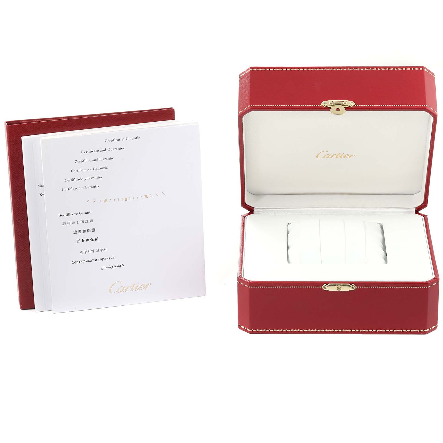 The image shows the box and certificate documents for a Panthere model by Cartier.