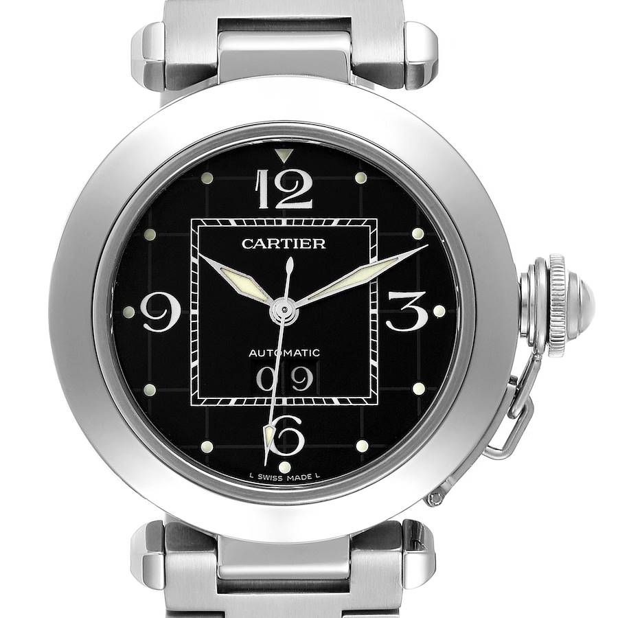 Cartier Pasha C Midsize Black Dial  Automatic Ladies Watch W31053M7 Box Papers SwissWatchExpo