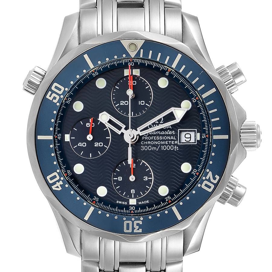 Omega Seamaster Bond Chrono Blue Wave Dial Mens Watch 2599.80.00 SwissWatchExpo