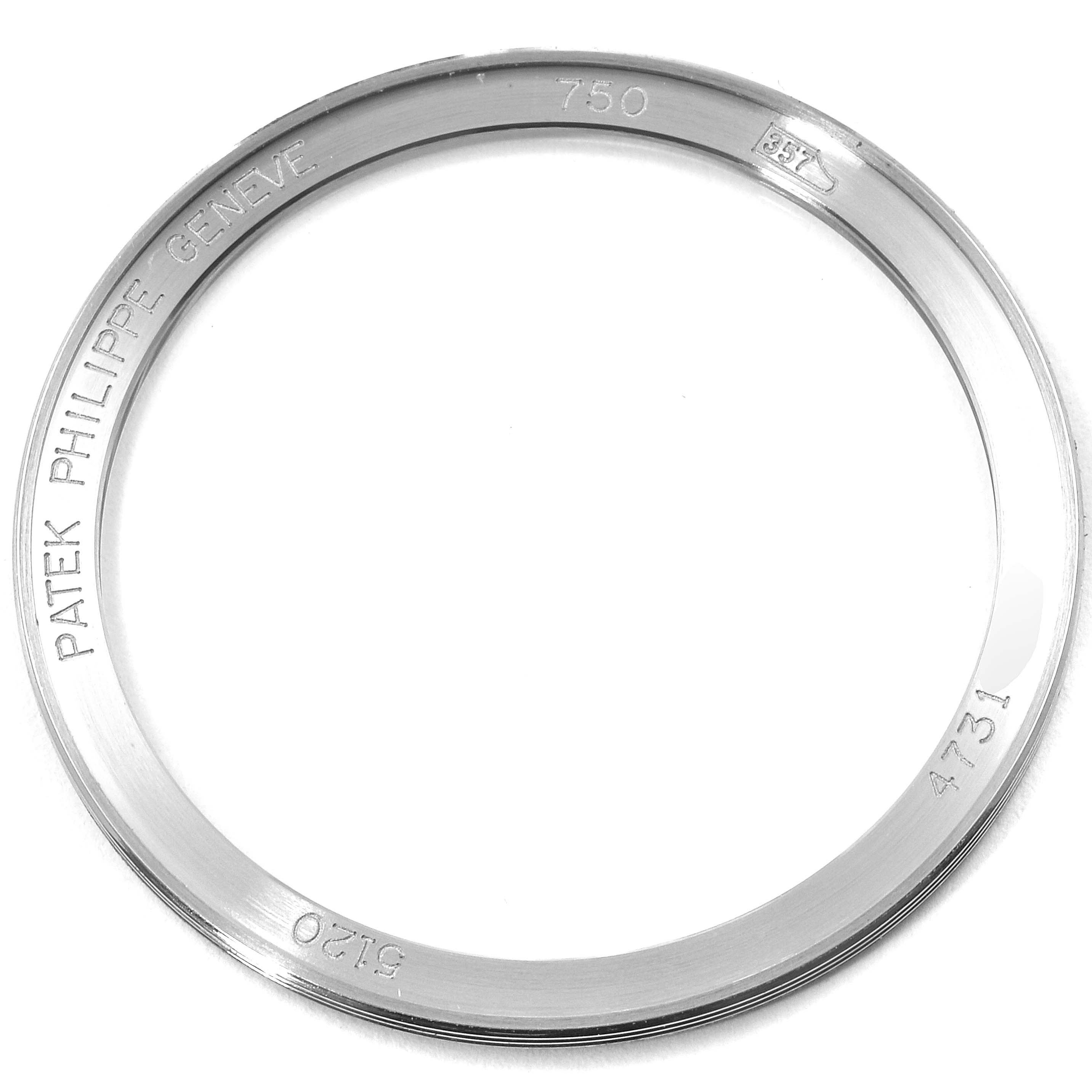 The image shows a bezel ring from a Patek Philippe Calatrava 5120G Men's White Gold White Dial 5120G Men's White Gold White Dial watch, viewed from above.
