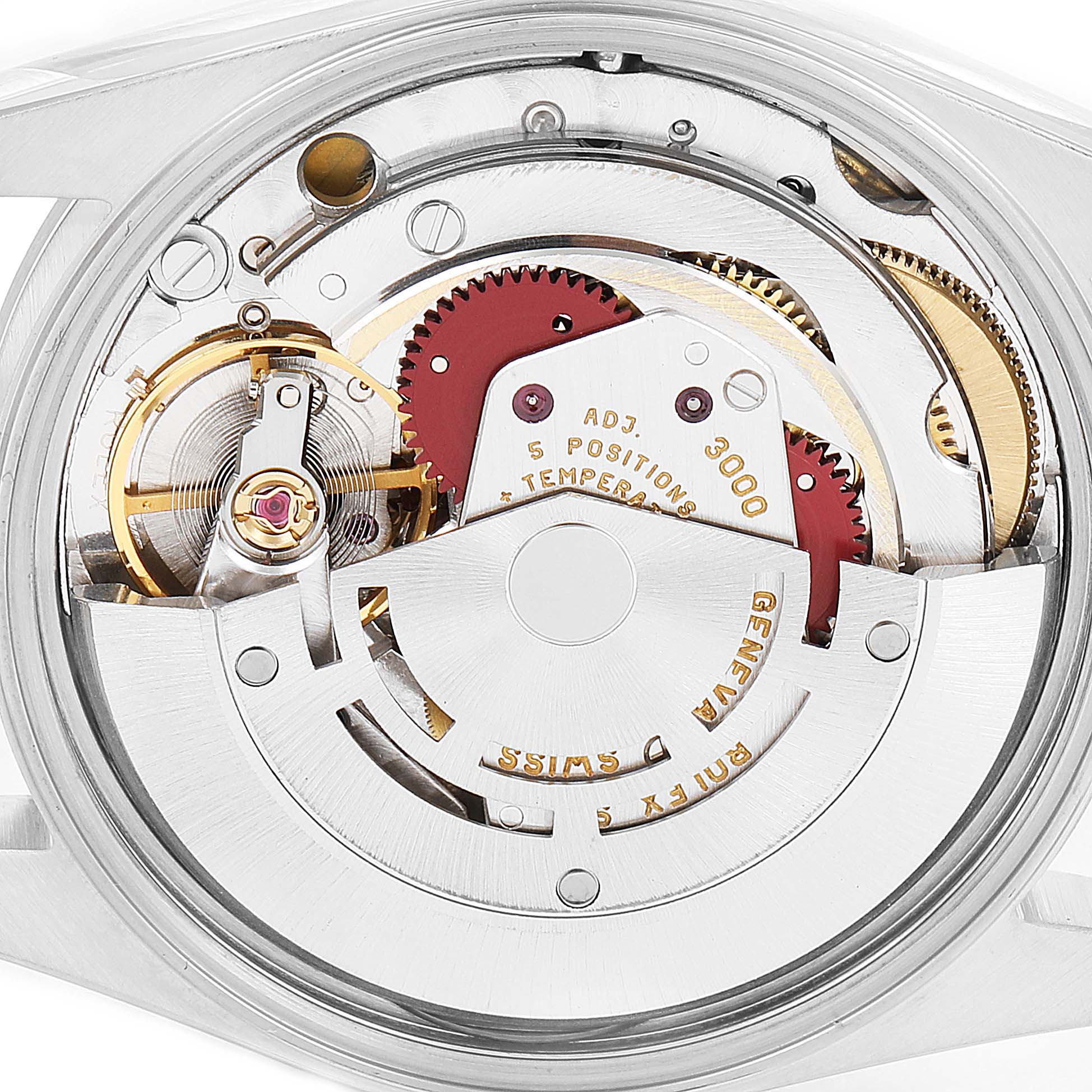 This image shows the internal mechanical components of a Rolex Air-King 14000 Men's Stainless Steel Blue Dial 14000 Men's Stainless Steel Blue Dial watch from a close-up angle.