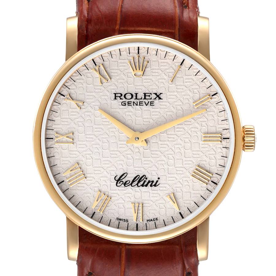 Rolex Cellini Classic Yellow Gold Anniversary Dial Mens Watch 5115 Card SwissWatchExpo