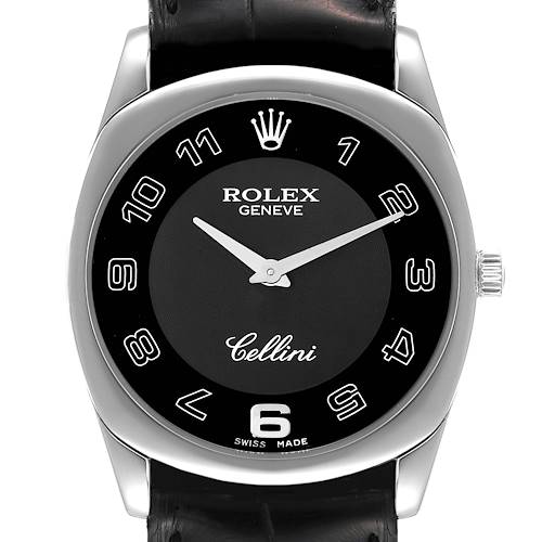 Photo of Rolex Cellini Danaos 18K White Gold Black Dial Mens Watch 4233