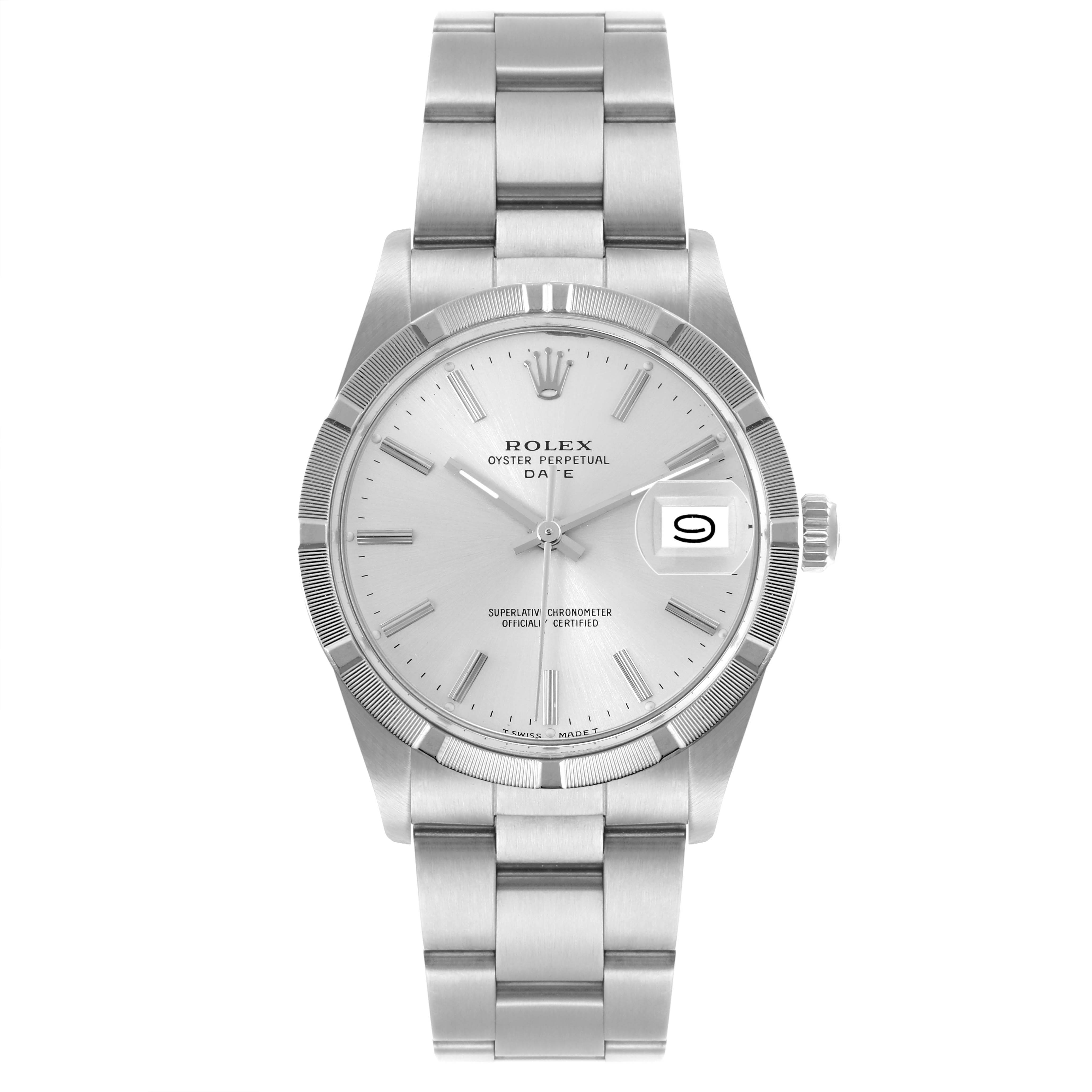 The Rolex Vintage Collection 15010 Men's Stainless Steel Silver Dial 15010 Men's Stainless Steel Silver Dial is shown from the front, displaying the watch face, bezel, and bracelet.