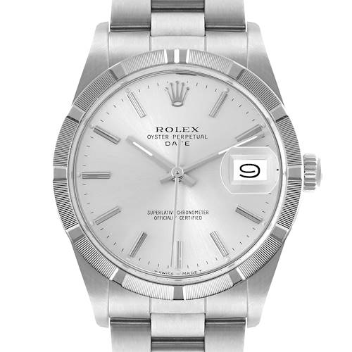 The image shows a front view of the Rolex Vintage Collection watch, highlighting the dial, bezel, crown, and part of the bracelet.