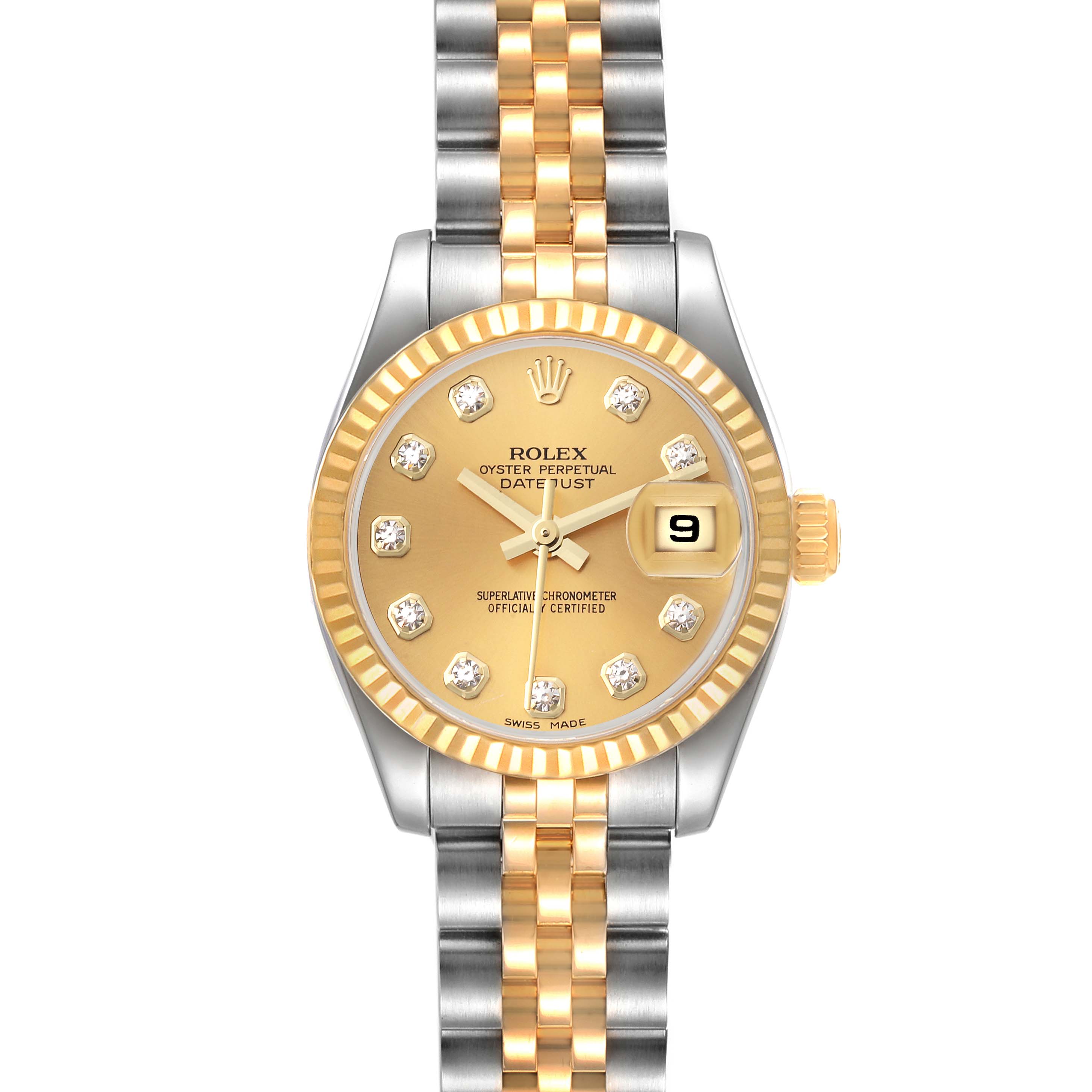 Rolex Datejust 26mm Steel Yellow Diamond Ladies Watch 179173 | SwissWatchExpo