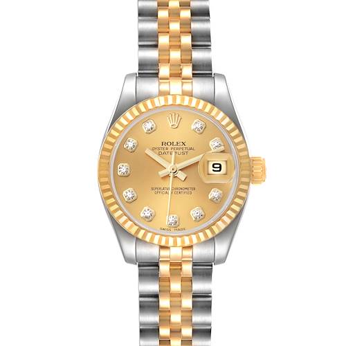 Photo of Rolex Datejust 26mm Steel Yellow Gold Diamond Ladies Watch 179173