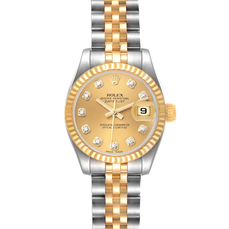 Rolex Datejust 26mm Steel Yellow Gold Diamond Ladies Watch 179173 SwissWatchExpo
