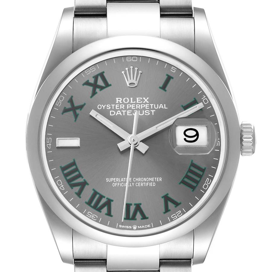Rolex Datejust 36 Grey Green Wimbledon Dial Steel Mens Watch 126200 SwissWatchExpo