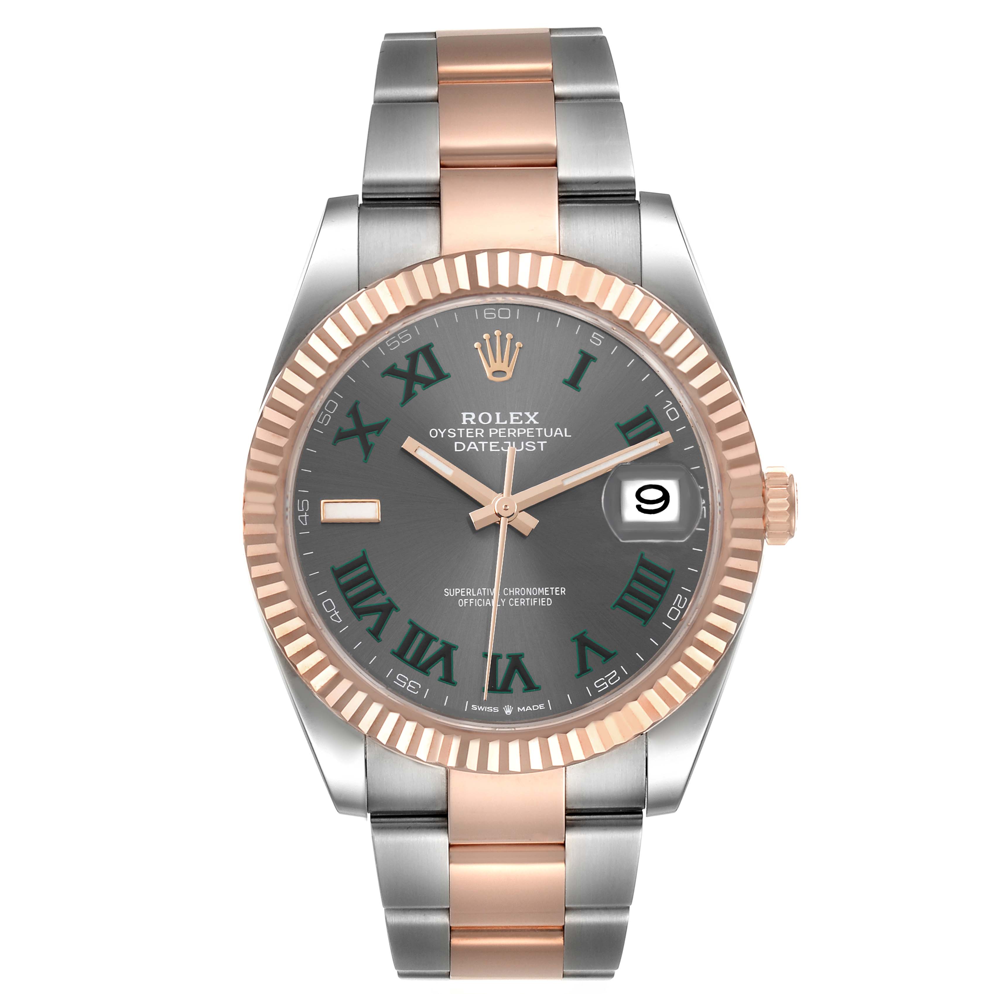 This is a front view of the Datejust 41 model Rolex watch, displaying the dial, bezel, and bracelet.
