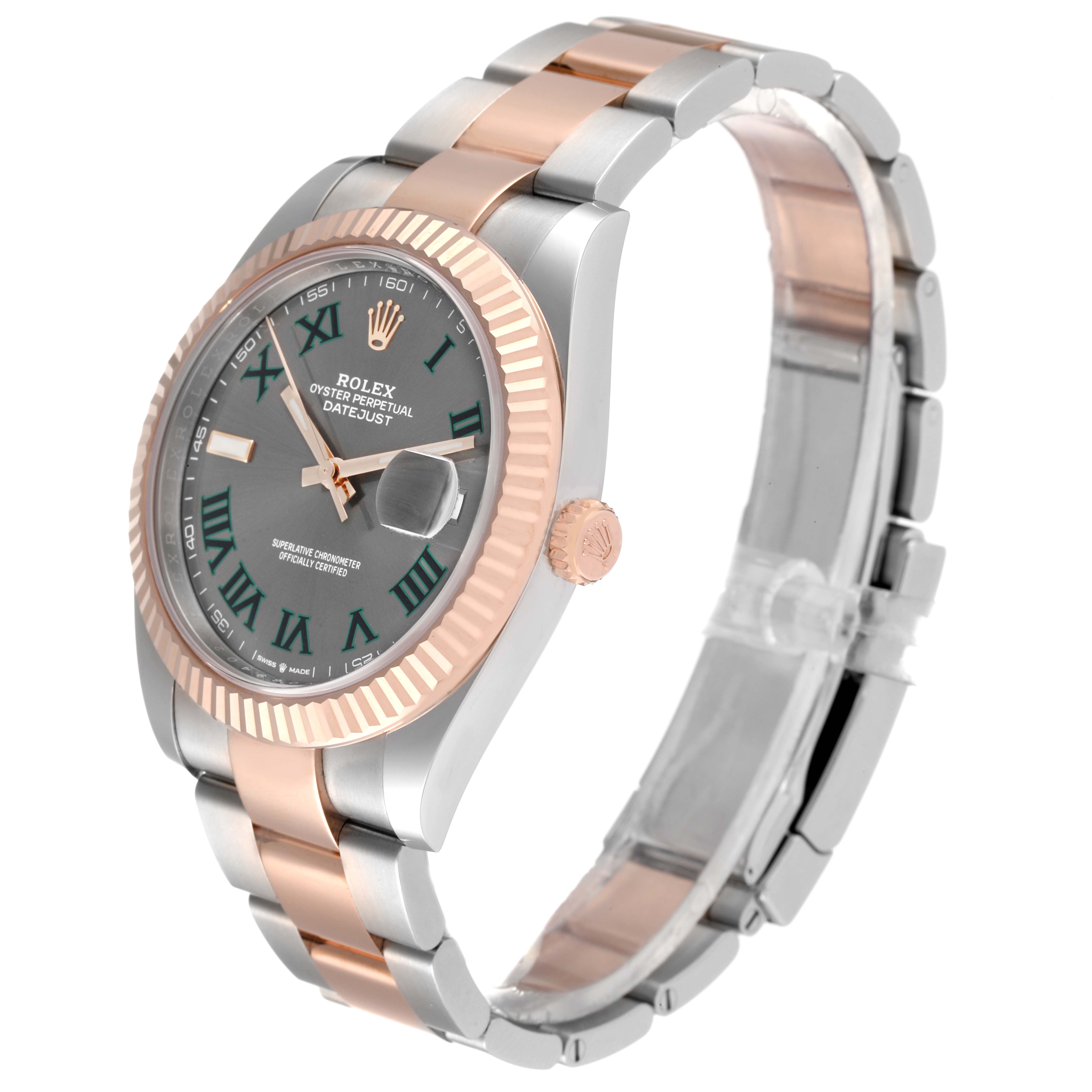 The image shows a Rolex Datejust 41 126331 Men's Steel and Gold (two tone) Grey Dial 126331 Men's Steel and Gold (two tone) Grey Dial watch at a three-quarter angle, highlighting the dial, bezel, crown, and bracelet.