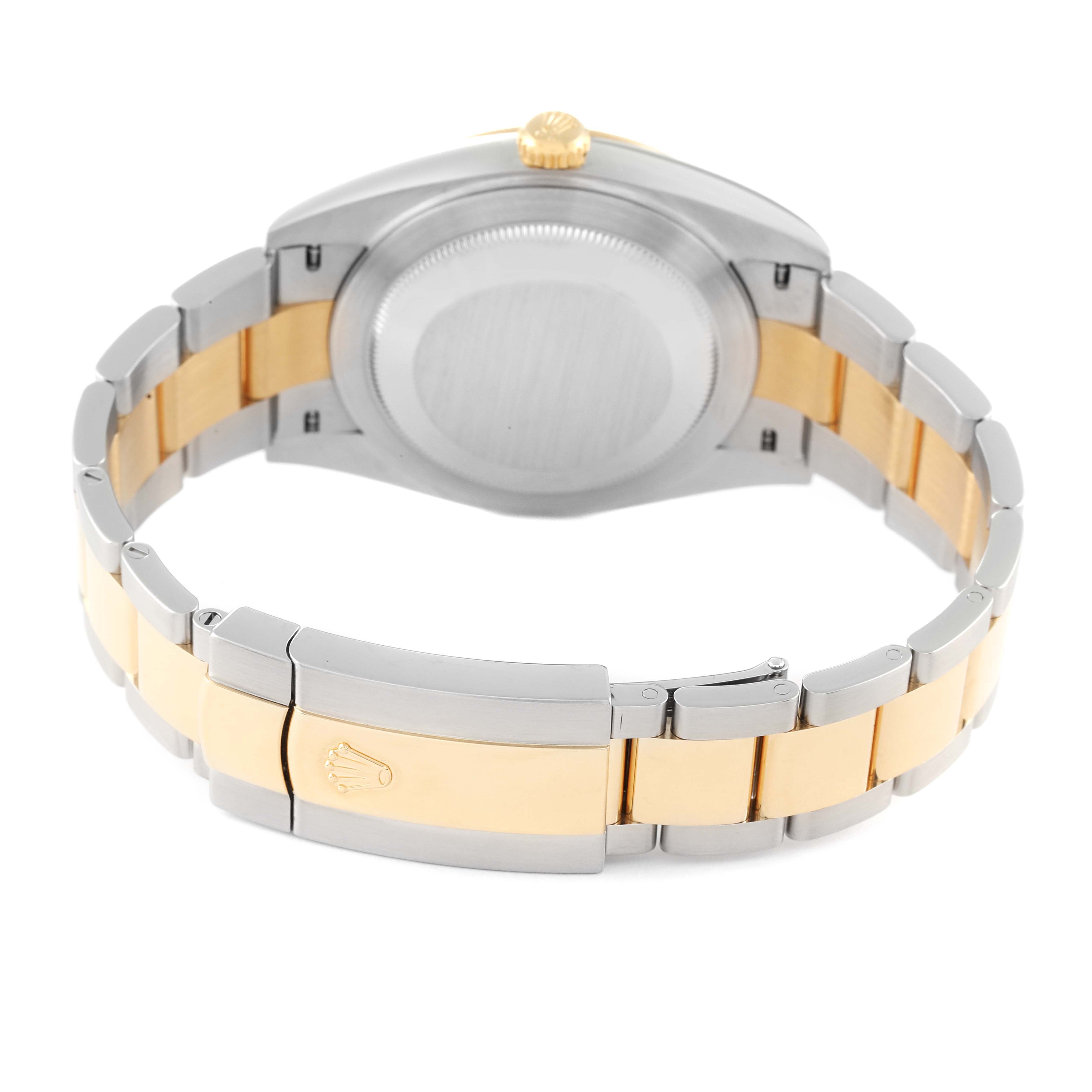 This image shows the back view of the Rolex Datejust 41 126333 Men's Steel and Gold (two tone) Grey Dial 126333 Men's Steel and Gold (two tone) Grey Dial, highlighting the clasp and two-tone bracelet.