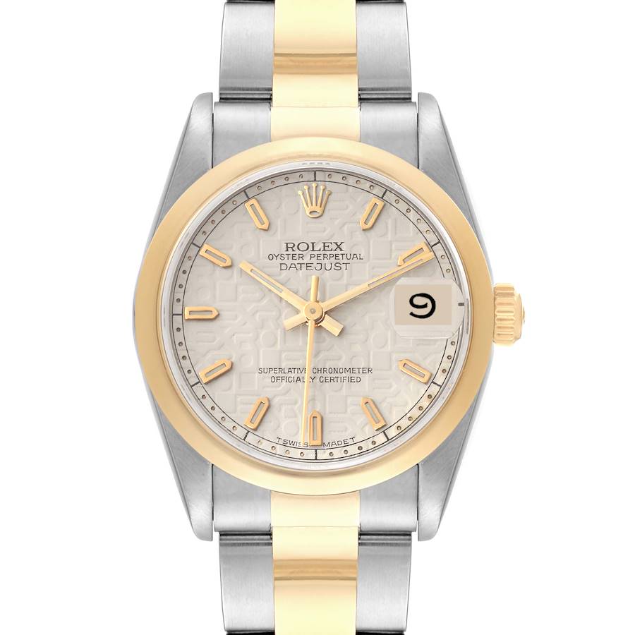 Rolex Datejust Midsize Steel Yellow Gold Anniversary Dial Ladies Watch 68243 SwissWatchExpo