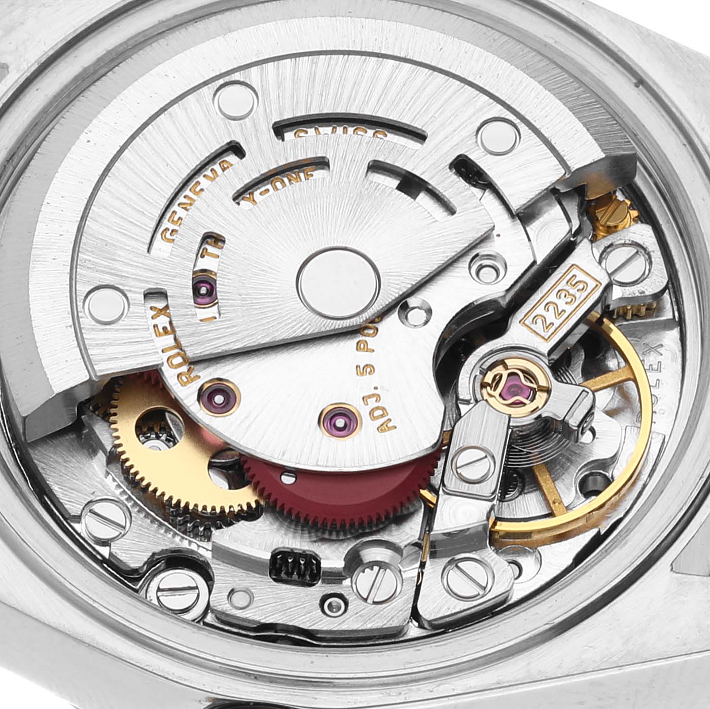 The image shows the internal movement mechanism of the Rolex Datejust 79173 Women's Steel and Gold (two tone) Champagne Dial 79173 Women's Steel and Gold (two tone) Champagne Dial watch, viewed from the back.