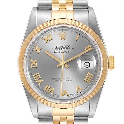 Photo of Rolex Datejust Steel Yellow Gold Slate Dial Mens Watch 16233