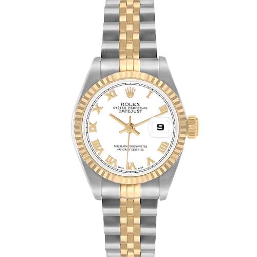 Photo of Rolex Datejust Steel Yellow Gold White Roman Ladies Watch 79173 Papers