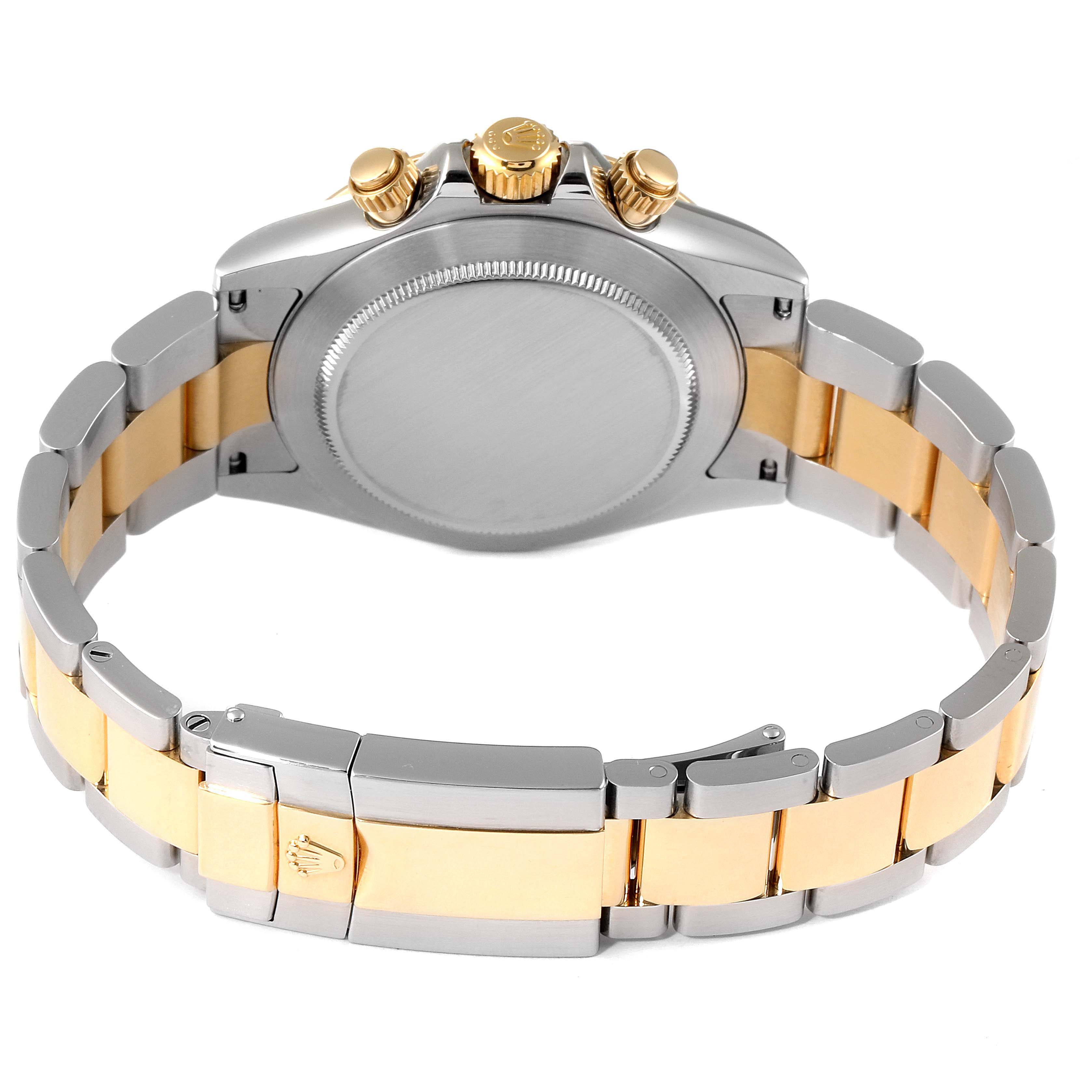 This image shows the back and bracelet of a Rolex Daytona 16523 Men's Steel and Gold (two tone) Grey Dial 16523 Men's Steel and Gold (two tone) Grey Dial watch, highlighting the bi-metal links and clasp.