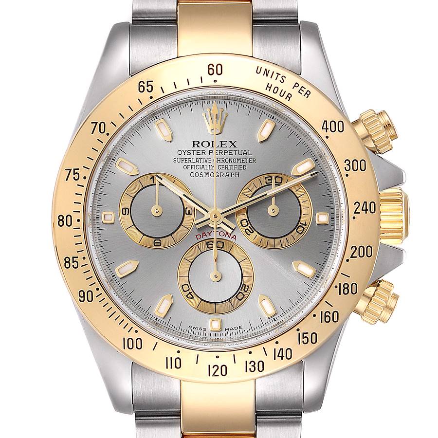 Rolex Daytona Steel 18k Yellow Gold Slate Dial Mens Watch 116523 SwissWatchExpo