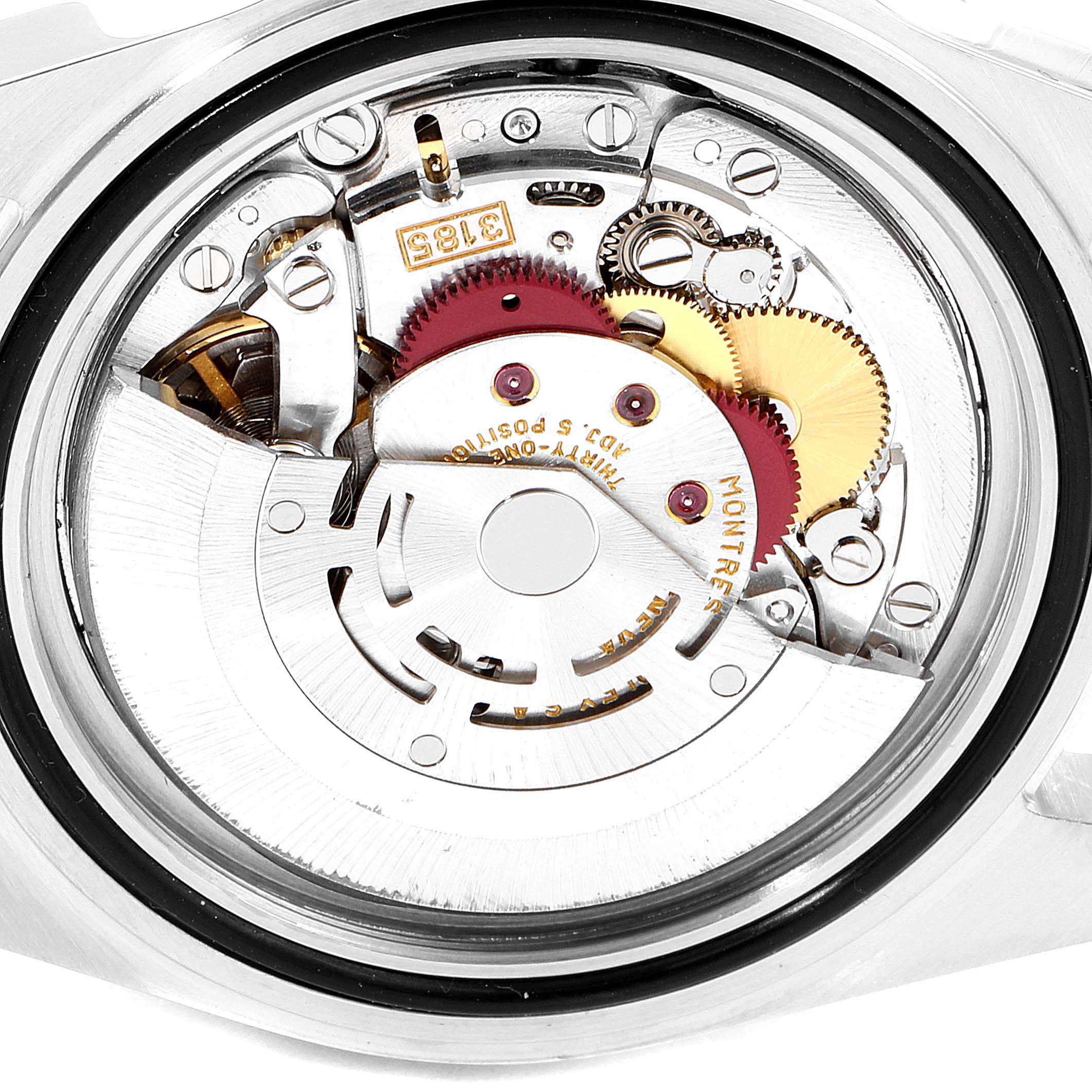This image shows the internal mechanical movement of a Rolex Explorer 16570 Men
s Stainless Steel Black Dial 16570 Men
s Stainless Steel Black Dial watch.