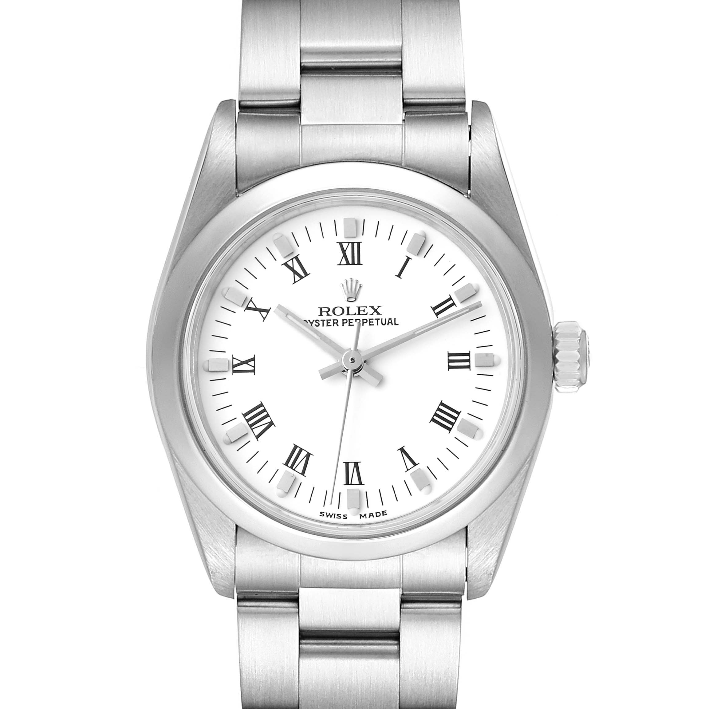 Rolex Midsize 31 White Dial Domed Bezel Steel Ladies Watch 77080 ...