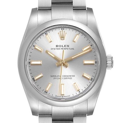 Photo of Rolex Oyster Perpetual 34mm Silver Dial Steel Mens Watch 124200 Unworn