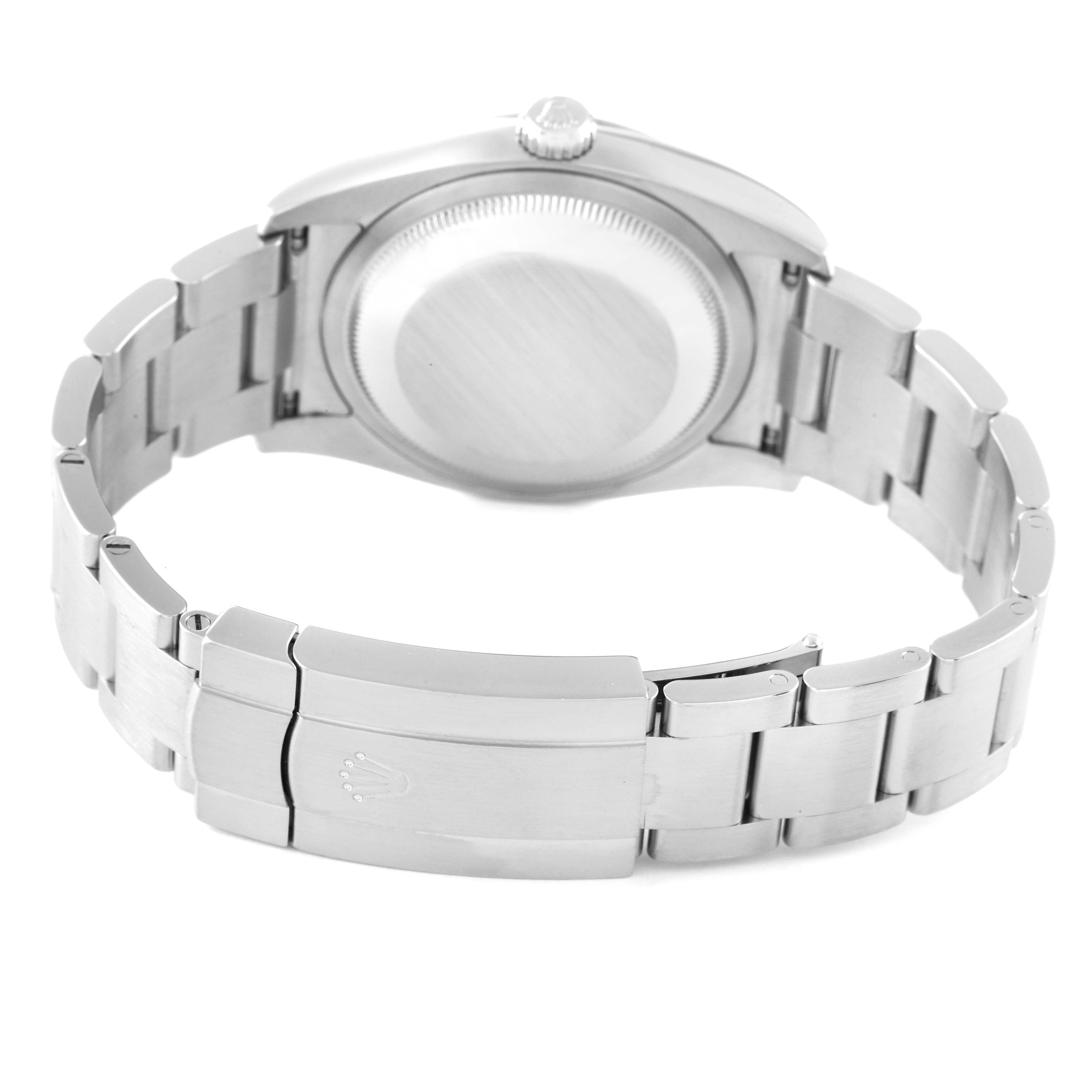 The image shows the back and bracelet clasp of a Rolex Oyster Perpetual 116000 Men's Stainless Steel Silver Dial 116000 Men's Stainless Steel Silver Dial watch.