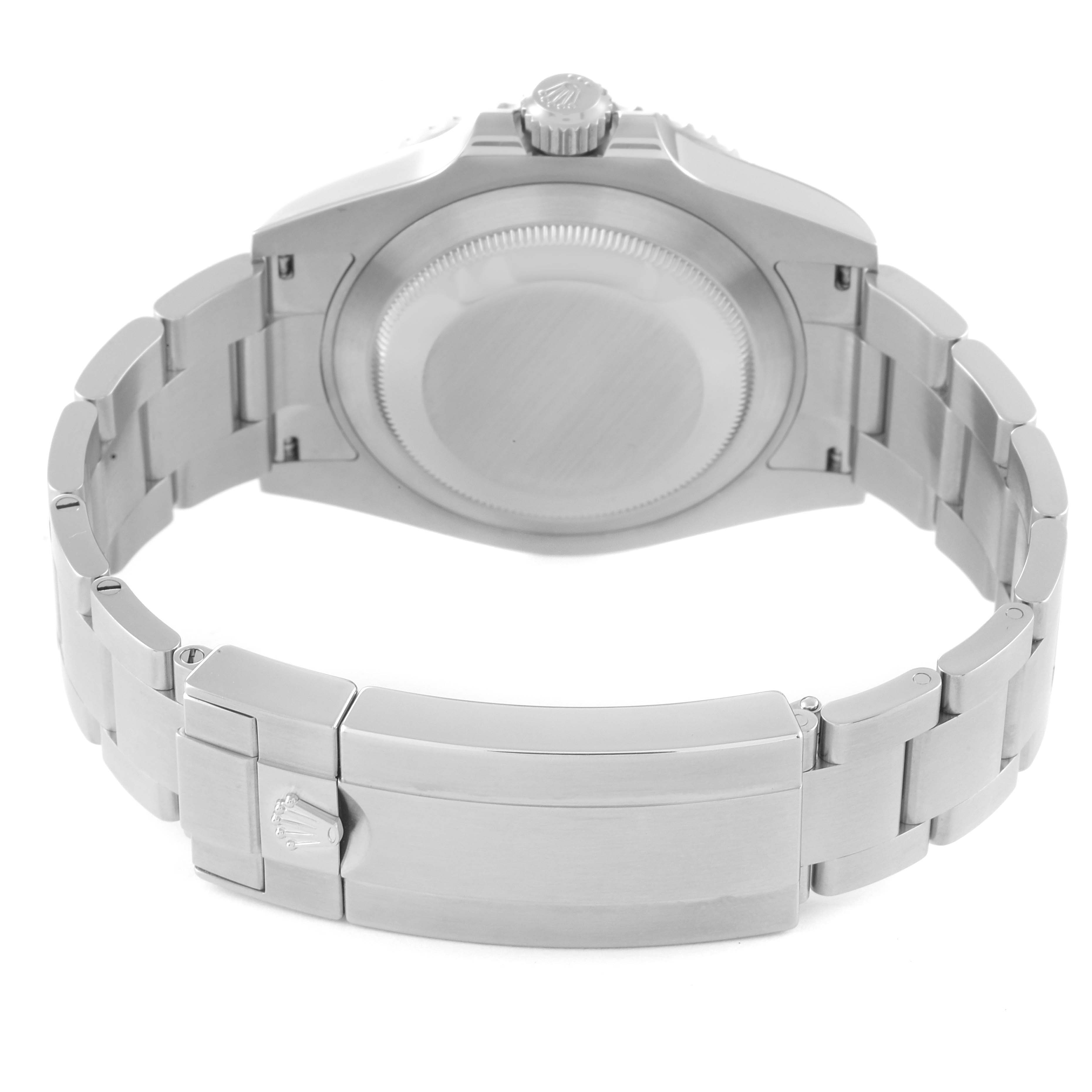 This image shows the back view of a Rolex Submariner 126610 Men
s Stainless Steel Black Dial 126610 Men
s Stainless Steel Black Dial watch, highlighting its case back, bracelet, and clasp.