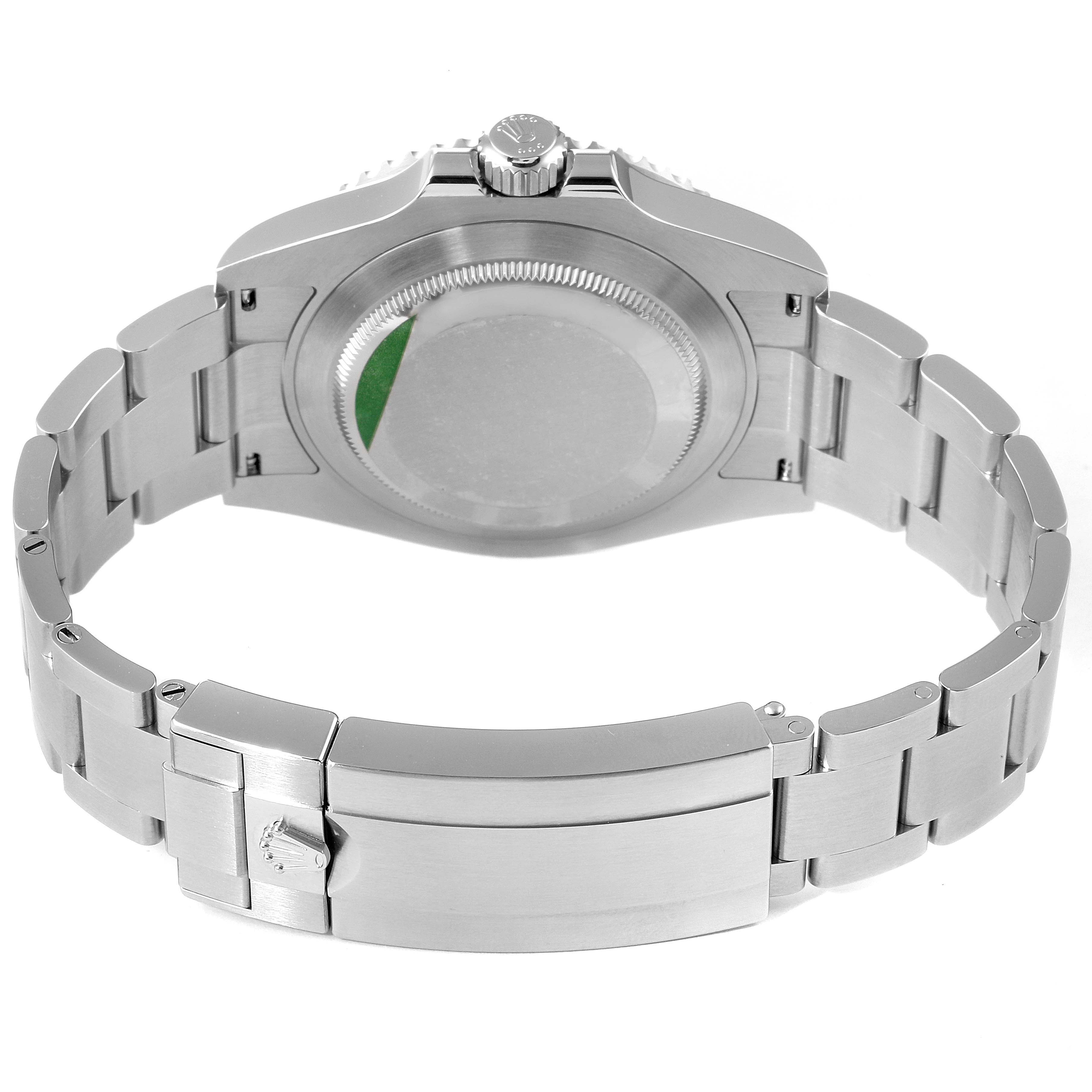 The image shows the back view of a Rolex Submariner 124060 Men
s Stainless Steel Black Dial 124060 Men
s Stainless Steel Black Dial watch, highlighting the bracelet, clasp, and case back.