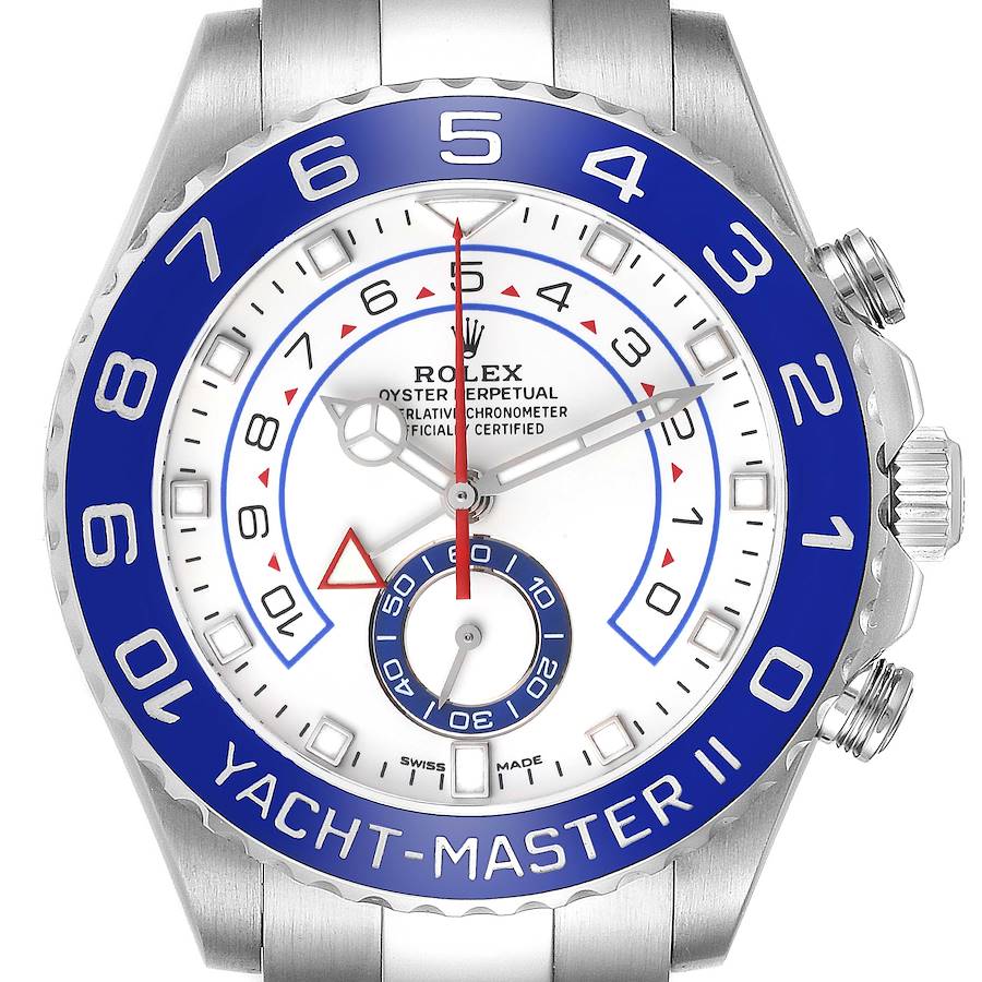 Rolex Yachtmaster II 44 Steel Blue Cerachrom Bezel Mens Watch 116680 Box Card SwissWatchExpo