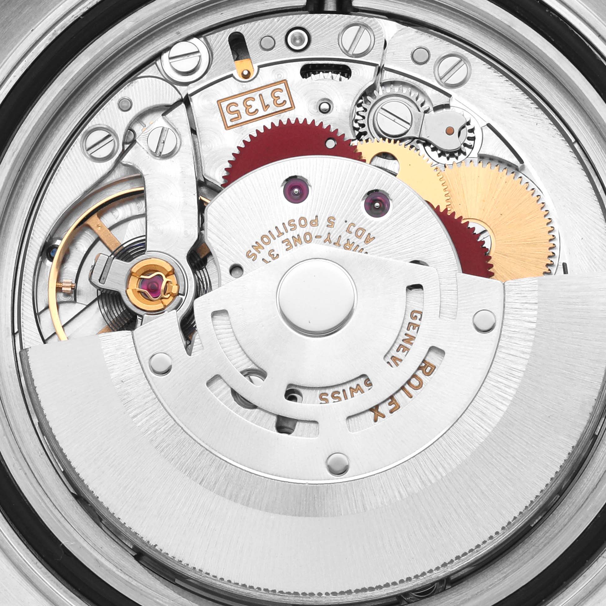The image shows the internal mechanism of the Rolex Yacht-Master 116622 Men's Stainless Steel Grey Dial 116622 Men's Stainless Steel Grey Dial watch, highlighting its movement and gears.