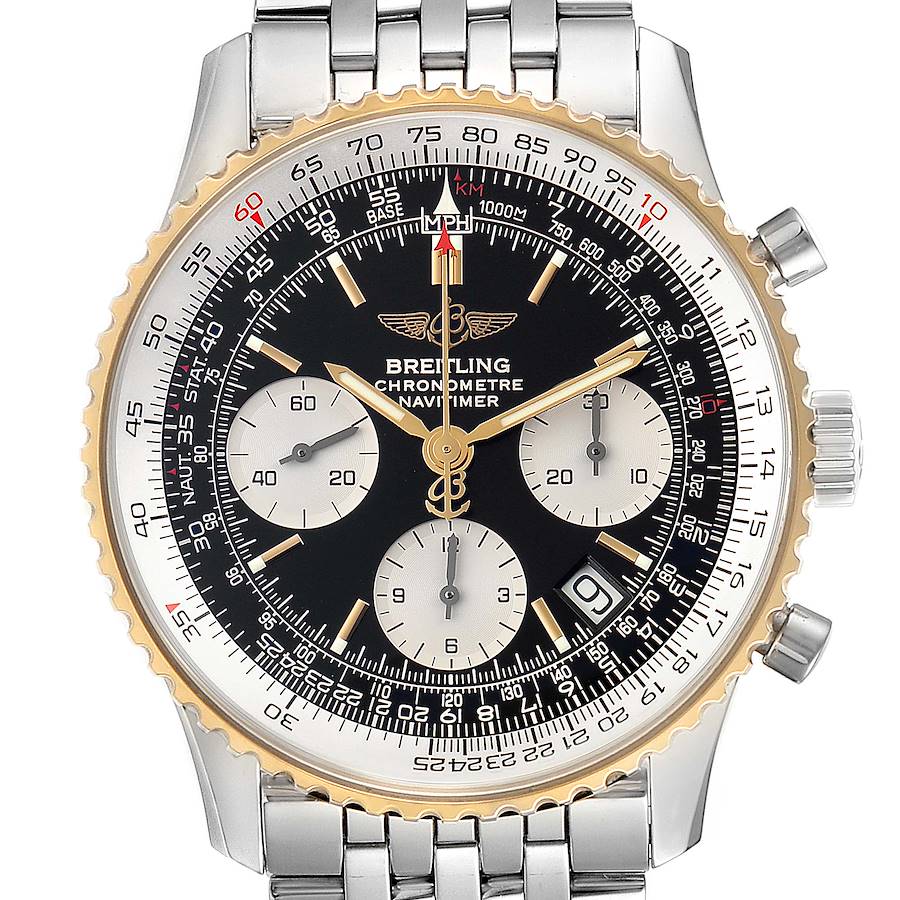 Breitling Navitimer Steel Yellow Gold Black Dial Mens Watch D23322 Box Papers SwissWatchExpo