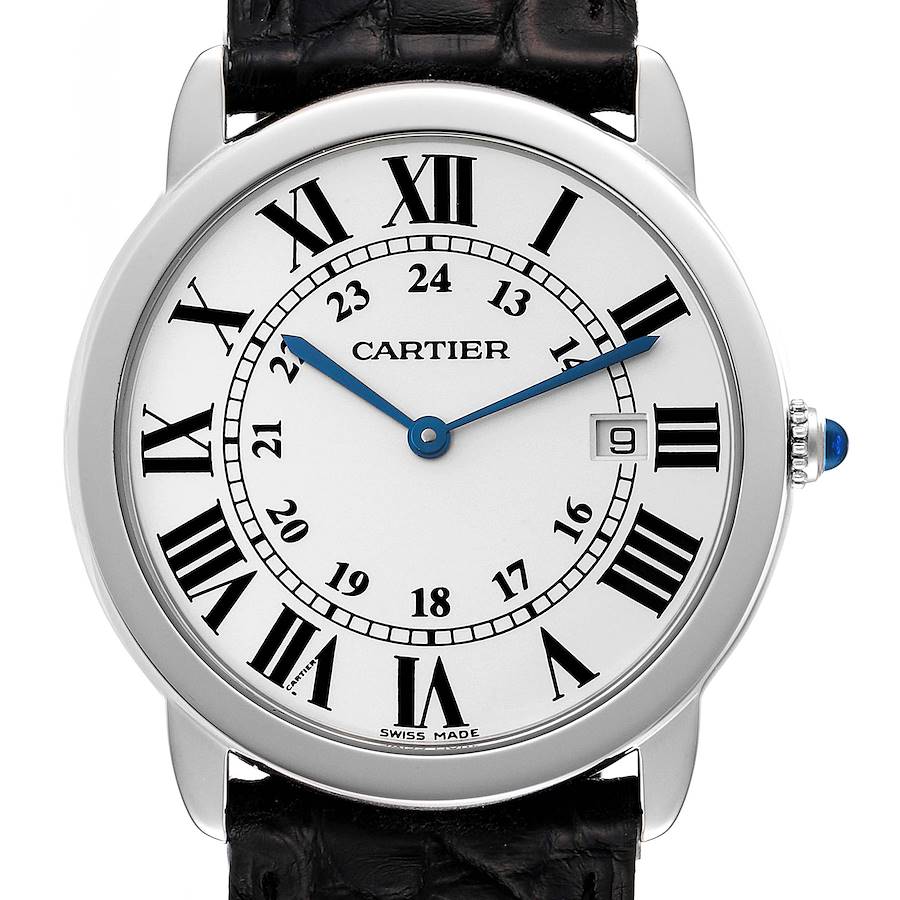 Cartier Ronde Solo Large Silver Dial Steel Mens Watch W6700255 SwissWatchExpo