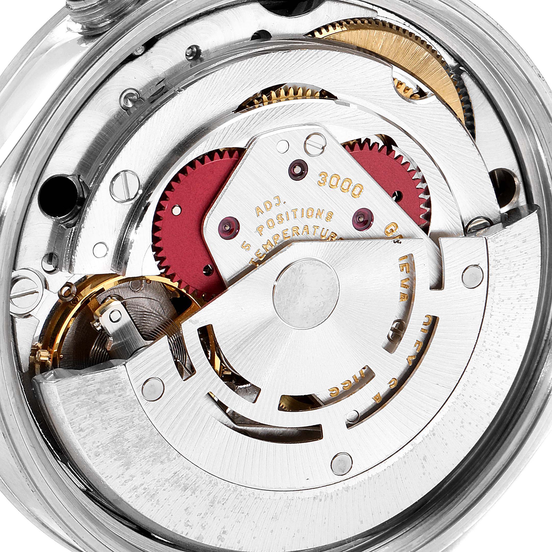 This image shows a close-up view of the internal movement mechanism of the Rolex Air-King 14000 Men's Stainless Steel Black Dial 14000 Men's Stainless Steel Black Dial watch.