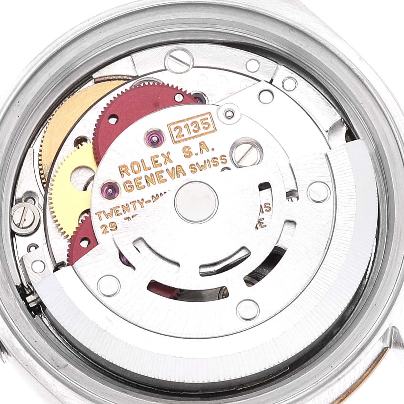 This image shows the internal movement mechanism of the Rolex Datejust 69173 Women's Steel and Gold (two tone) Champagne Dial 69173 Women's Steel and Gold (two tone) Champagne Dial watch model.