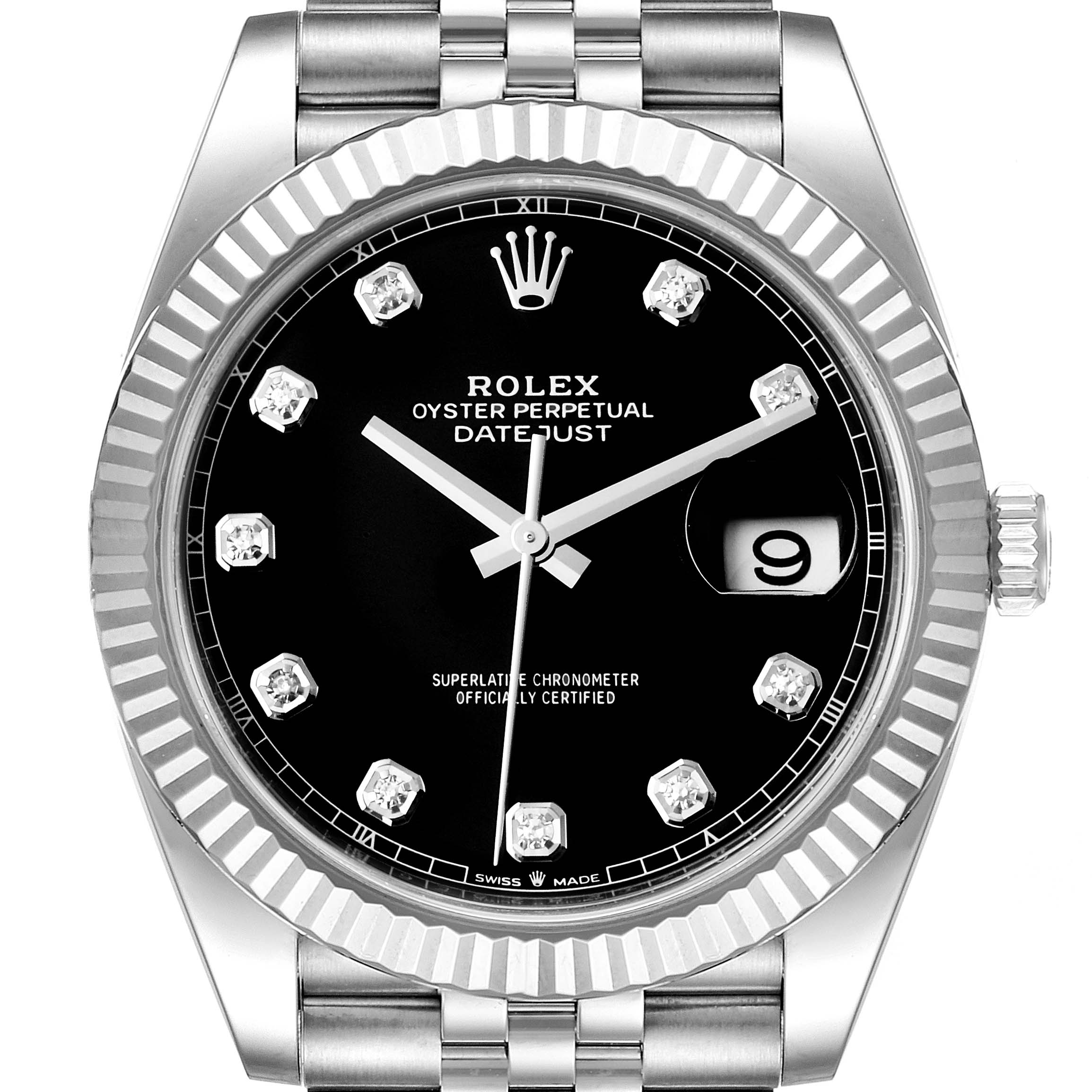 Rolex Datejust 41 Steel White Gold Diamond Mens Watch 126334 Box Card ...