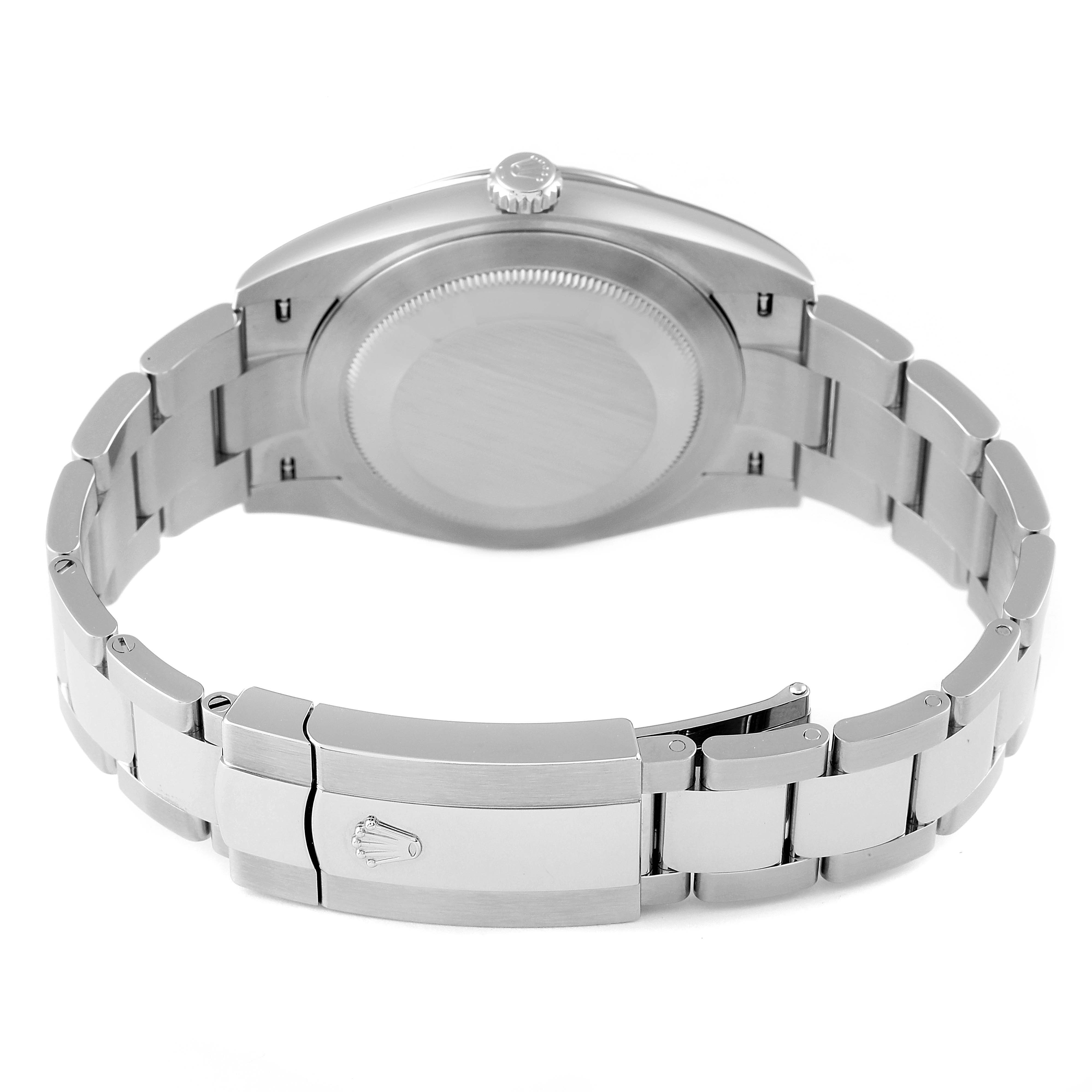 This image shows the back case and clasp of the Rolex Datejust 41 126334 Men
s Stainless Steel Grey Dial 126334 Men
s Stainless Steel Grey Dial watch from a rear angle.