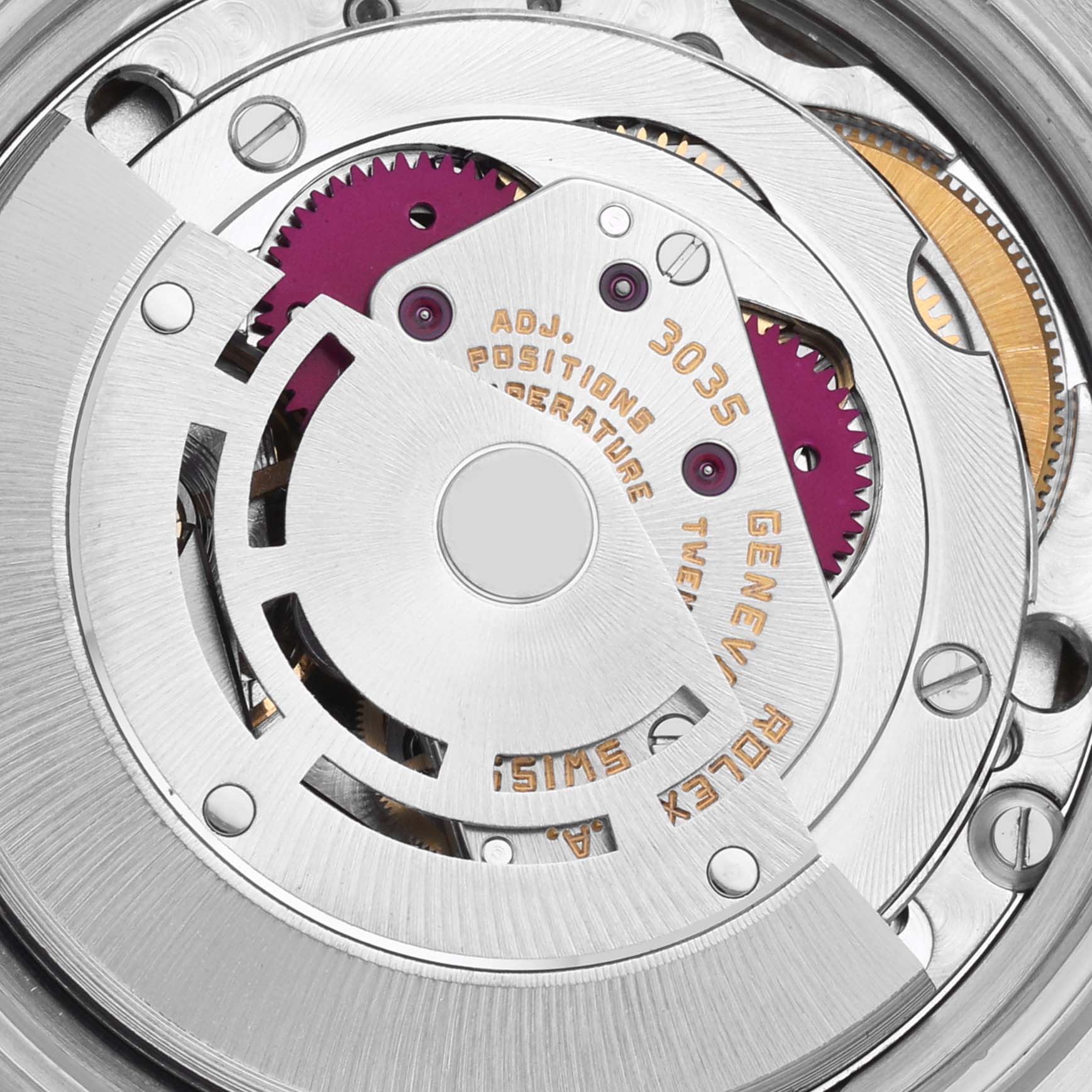 This image shows the intricate movement mechanism of the Rolex Vintage Collection 16013 Men's Steel and Gold (two tone) Silver Dial 16013 Men's Steel and Gold (two tone) Silver Dial watch, viewed from the back.