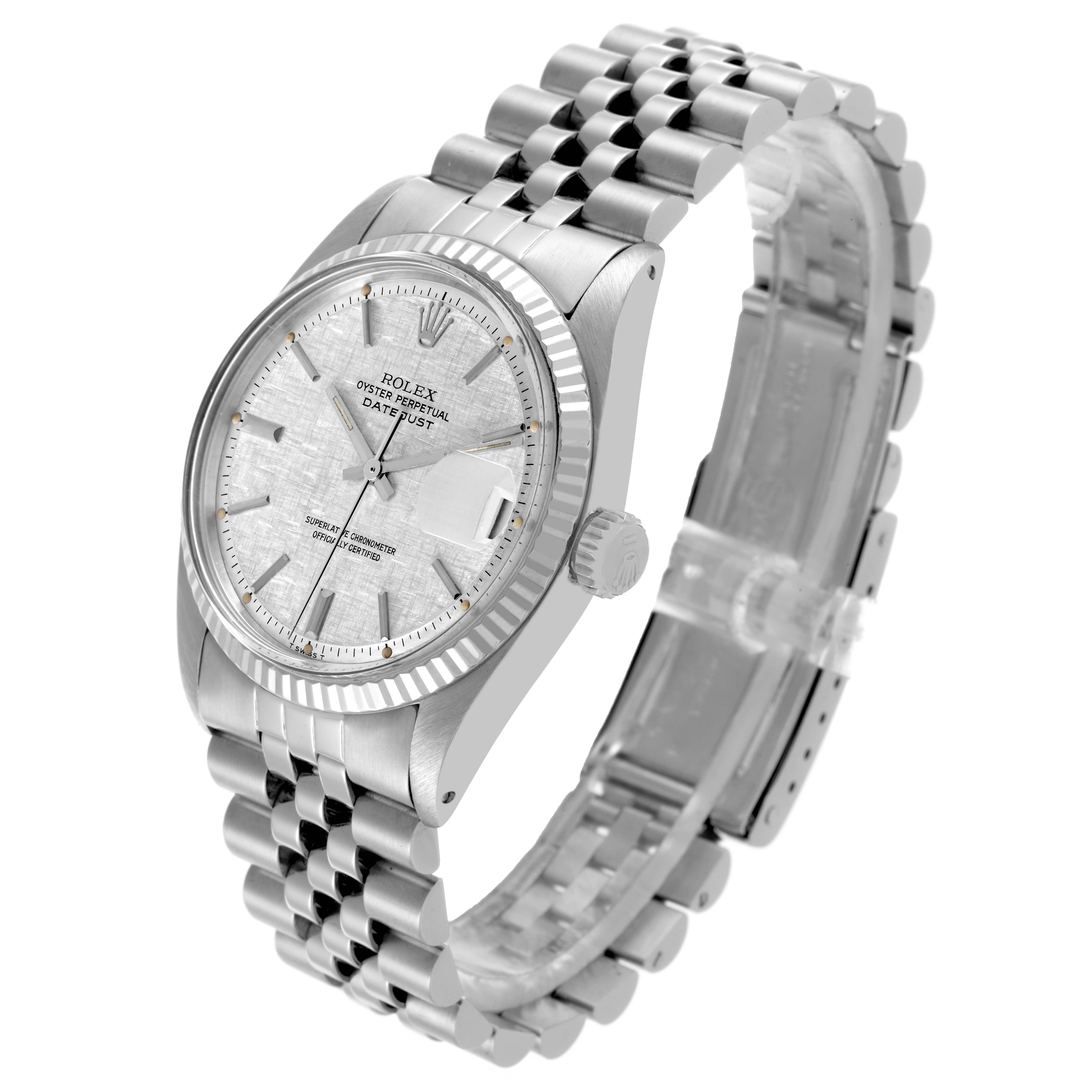 The Rolex Vintage Collection 1601 Men's Stainless Steel Silver Dial 1601 Men's Stainless Steel Silver Dial watch is shown at a three-quarter angle, displaying the face, crown, and Jubilee bracelet.