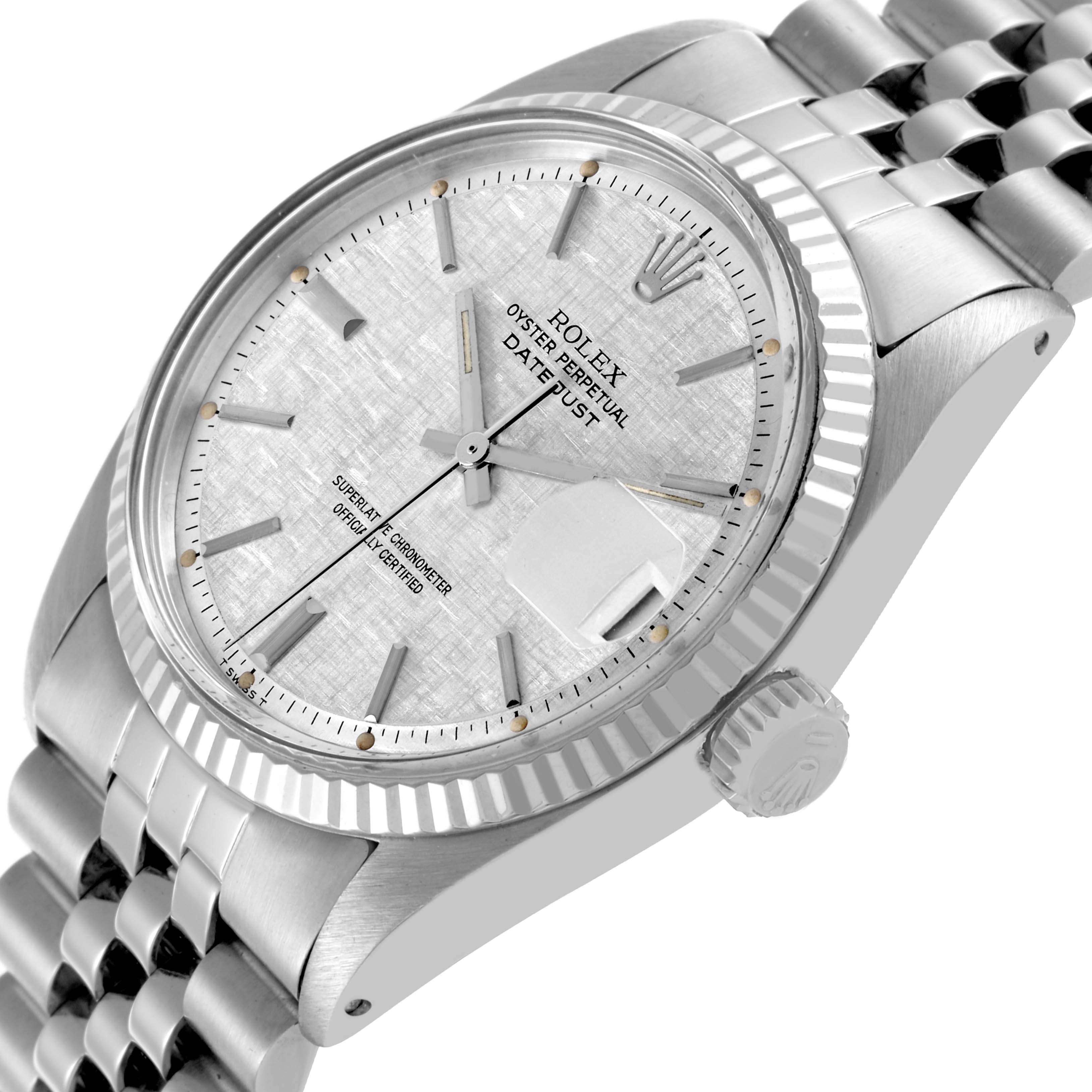 The Rolex Vintage Collection 1601 Men's Stainless Steel Silver Dial 1601 Men's Stainless Steel Silver Dial watch is shown at a slight angle, displaying the face, crown, and part of the bracelet.