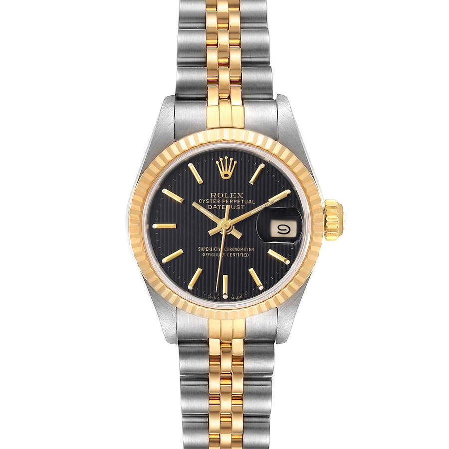 Rolex Datejust Steel Yellow Gold Black Dial Ladies Watch 69173 Box SwissWatchExpo