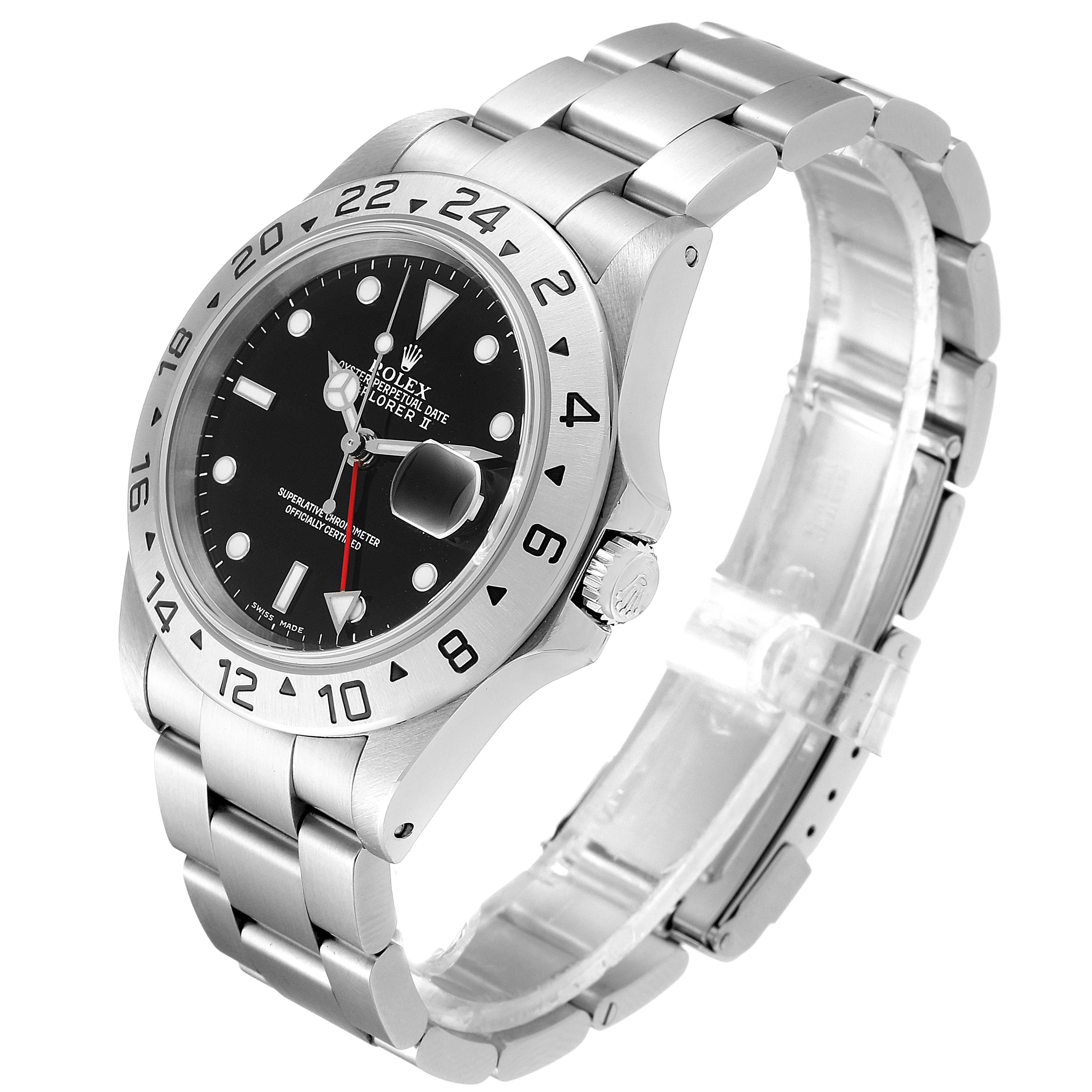 The image shows a side view of the Rolex Explorer 16570 Men
s Stainless Steel Black Dial 16570 Men
s Stainless Steel Black Dial watch, highlighting its bezel, crown, dial, hands, and bracelet.