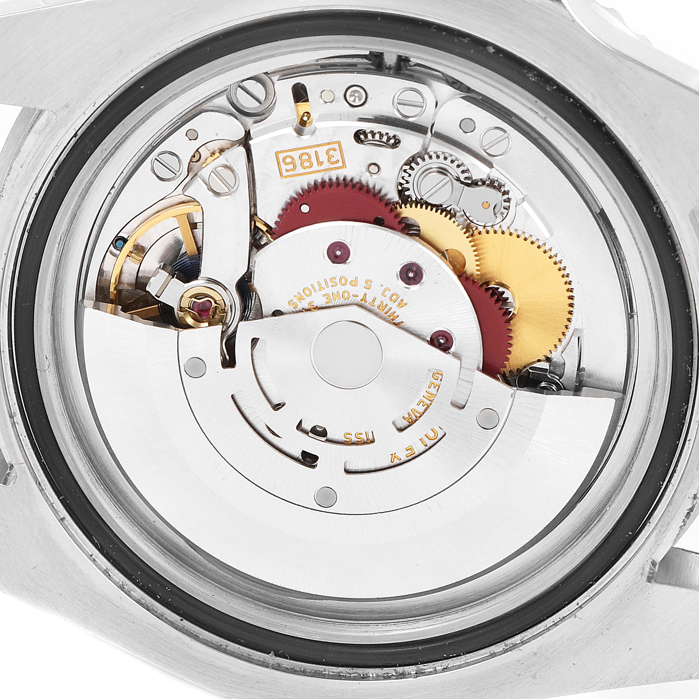 The image shows the movement and internal mechanics of a Rolex GMT-Master 116710 Men
s Stainless Steel Black Dial 116710 Men
s Stainless Steel Black Dial watch.