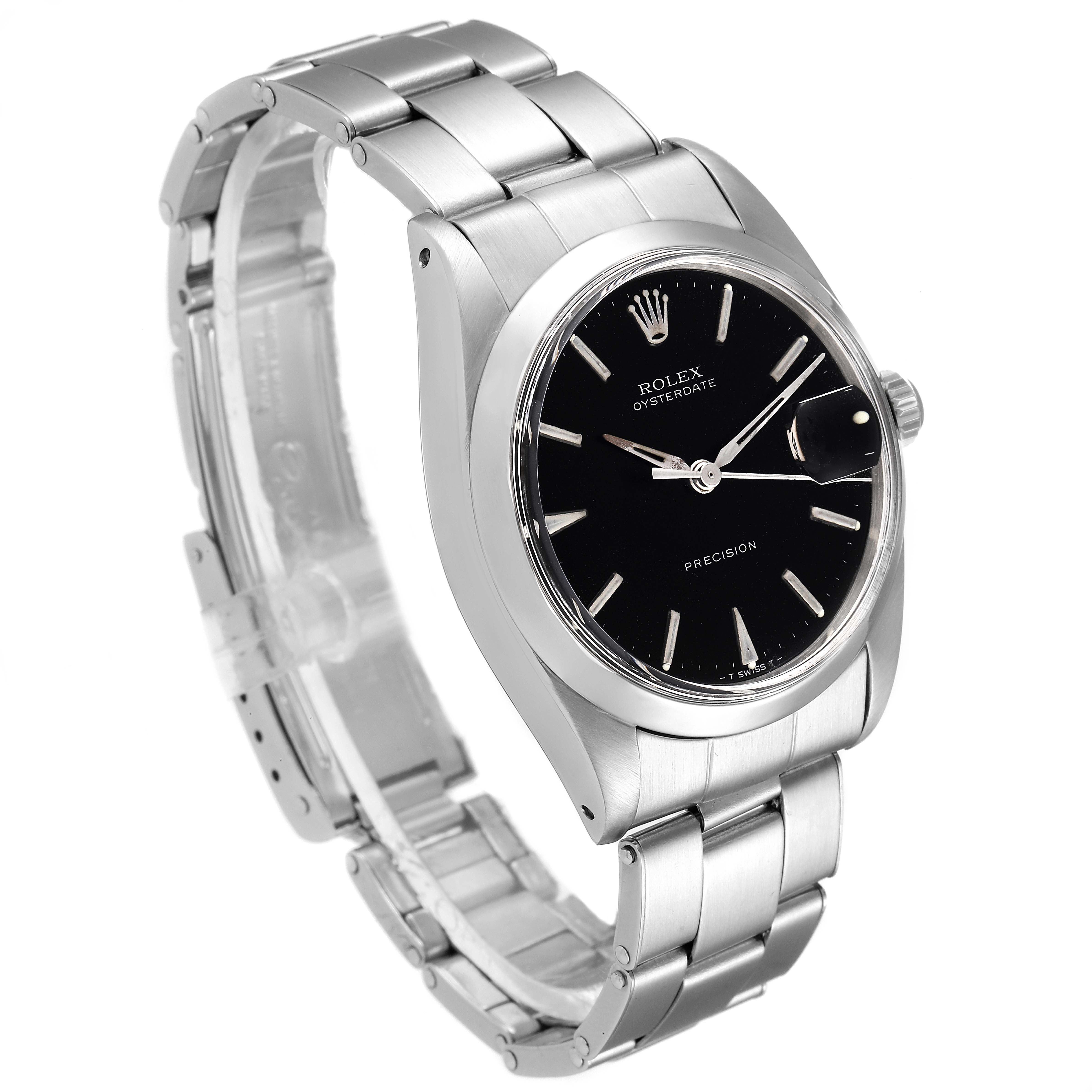 The Rolex Vintage Collection 6694 Men's Stainless Steel Black Dial 6694 Men's Stainless Steel Black Dial watch is shown at a three-quarter angle, highlighting the black dial, stainless steel case, and bracelet.