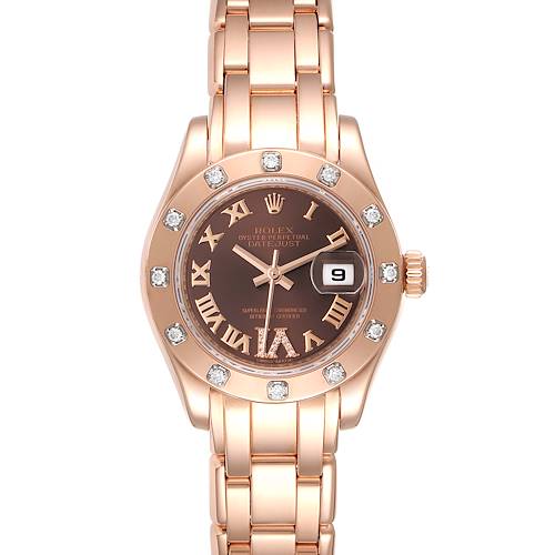 Photo of Rolex Pearlmaster Rose Gold Chocolate Dial Diamond Ladies Watch 80315