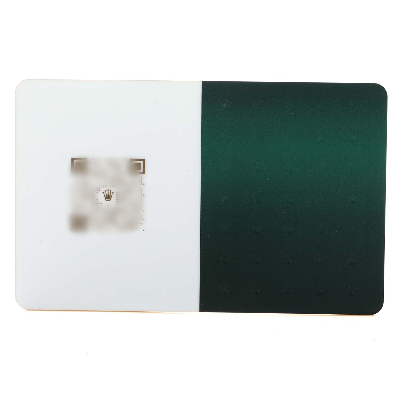 The image shows a warranty or authentication card for the Rolex President 18038 Men's Yellow Gold Champagne Dial model, with a blurred logo and design elements.